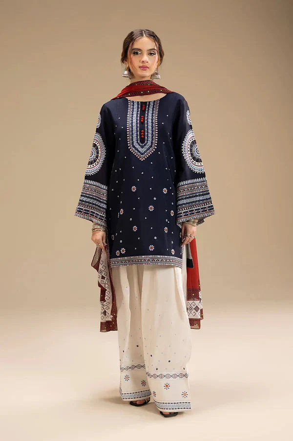 Dhanak Embroidered 3-PC Premium Unstitched Suit